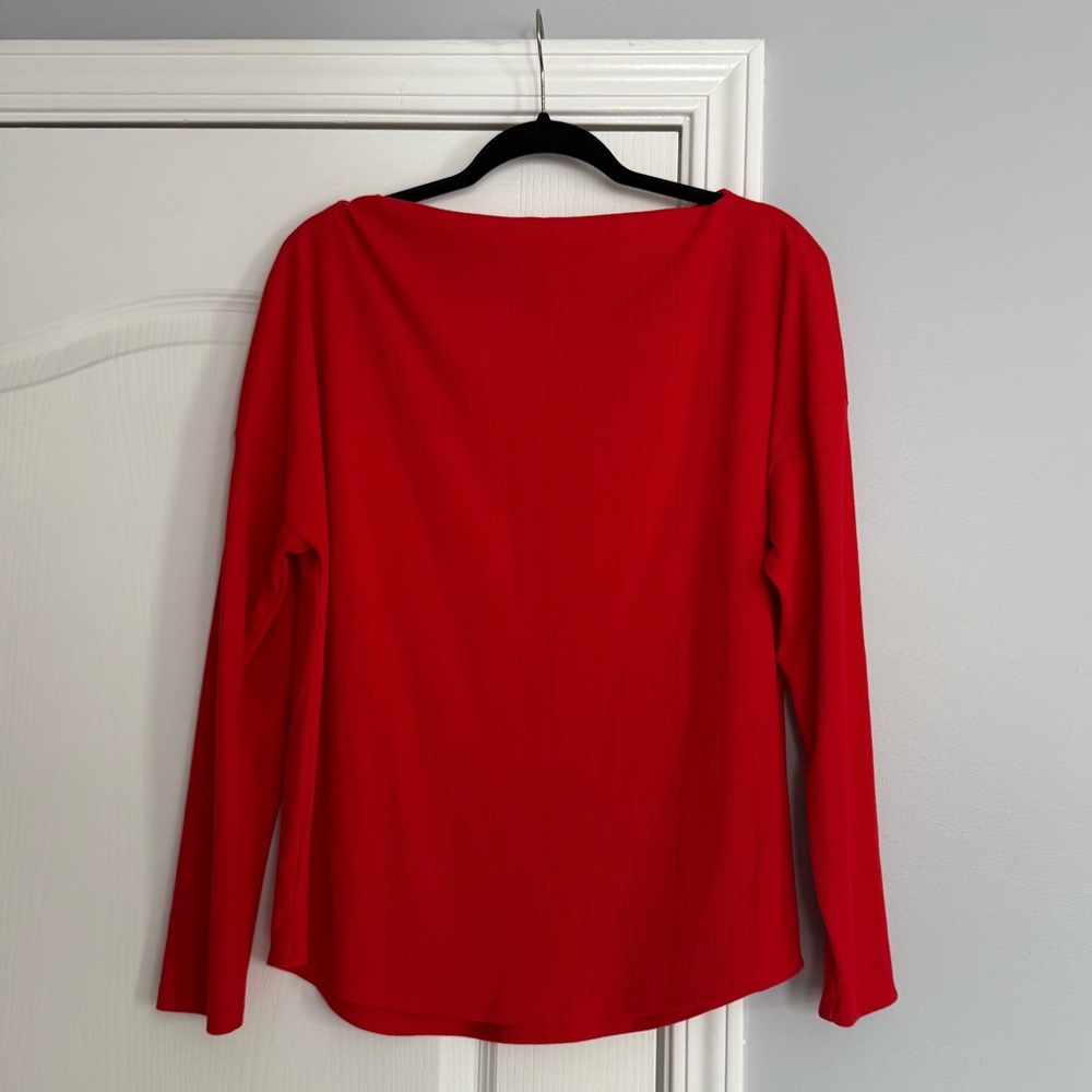 Caslon Vibrant Red Ribbed Knit Top
